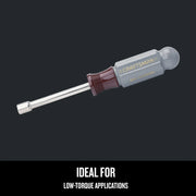 Photo of Craftsman nut driver CMHT65115 with gray handle and chrome shaft, shown from side on white background.