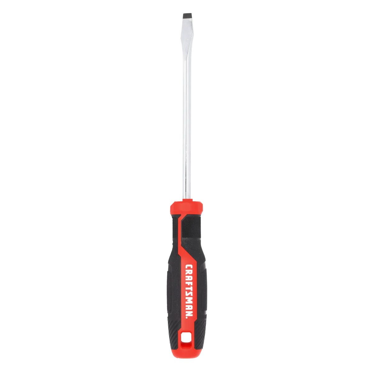 Craftsman flathead screwdriver CMHT65165, black and red handle, front angle, white background.