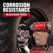 Photo of Craftsman CMMT15887 graphics showing black oxide finish corrosion resistance on wheel lug nuts.